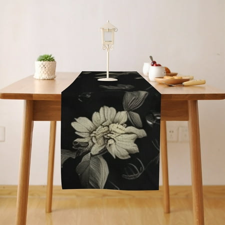 

Black Vintage (4) Table Runner Seasonal Fall Winter Kitchen Dining Table Decoration for Home Party Decor 13 x 72 Inch