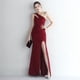 thumbnail image 1 of Vestido de satén ajustado de un solo hombro, largo, adelgazante, con cola de pez, para cenas de celebridades, para exhibiciones de modelos de autos de bodas, 1 of 5