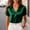 *Green, variant on ClodeEU Women's Satin Half Button Notched Lapel Short Sleeve Shirts,Casual Office Blouse Navy,Womens Plus S