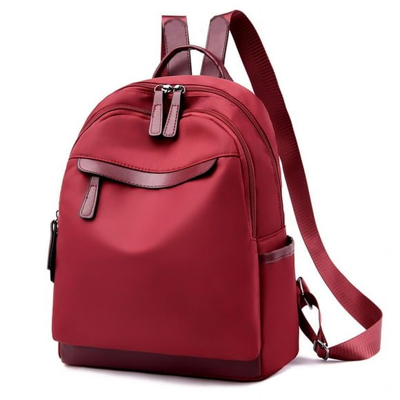 One Oxford Cloth Women's Backpack Simple Solid Color Leisure Commuter Large Capacity Backpack Student School Bag Red