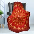 thumbnail image 4 of Mandala Soft Flannel Fleece Throw Blanket, Ottoman Art Ornament Hand Drawn Oriental Floral Themed Illustration, Cozy Plush for Indoor and Outdoor Use, 60" x 80", Yellow Red, by Ambesonne, 4 of 5