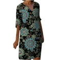 thumbnail image 1 of Robe Courte Décontractée à Manches Mi-Longues Col en V Imprimée pour Femmes, 1 of 6