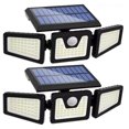 thumbnail image 1 of Luces solares 2 paquetes, lámpara 108 LED 3 cabezales ajustables Luz LED solar para exteriores, lámpara solar para exteriores con sensor de movimiento para jardín, patio (2 unidades), 1 of 5