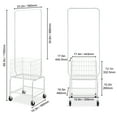 thumbnail image 4 of KFFKFF Laundry Cart, Laundry Basket with Wheel and Adjustable Clothes Hanger, Height Adjustable Laundry Butler with Basket, 4 of 10