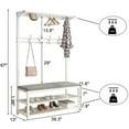 thumbnail image 4 of JOJOLAM 5-in-1 Entryway Hall Tree, Multifunctional Coat Rack with Bench & 2 Tier Shoe Rack, 10 Hooks, White, 4 of 10