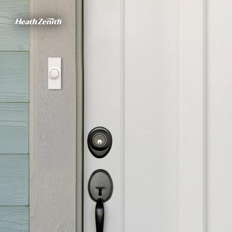 Heath Zenith Wireless Pushbutton Doorbell, Plastic, Stick Door
