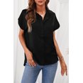 thumbnail image 1 of Women's Black Collared Button Short Sleeves Shirt, 1 of 22