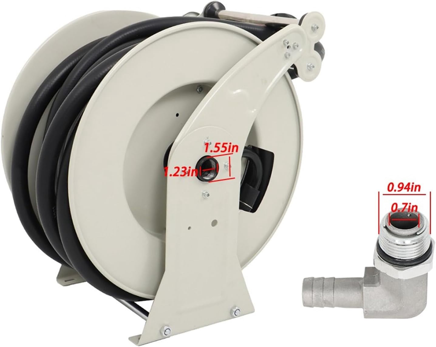 LABLT 3/4 Inch x 50 Ft Diesel Fuel Hose Reel with Fuel Nozzle Heavy Duty Steel Retractable Hose Reel