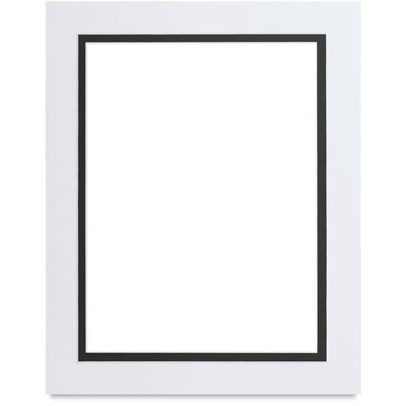 Blick Double Mat - Smooth White over Smooth Black, 8" x 10" (6" x 8" opening)