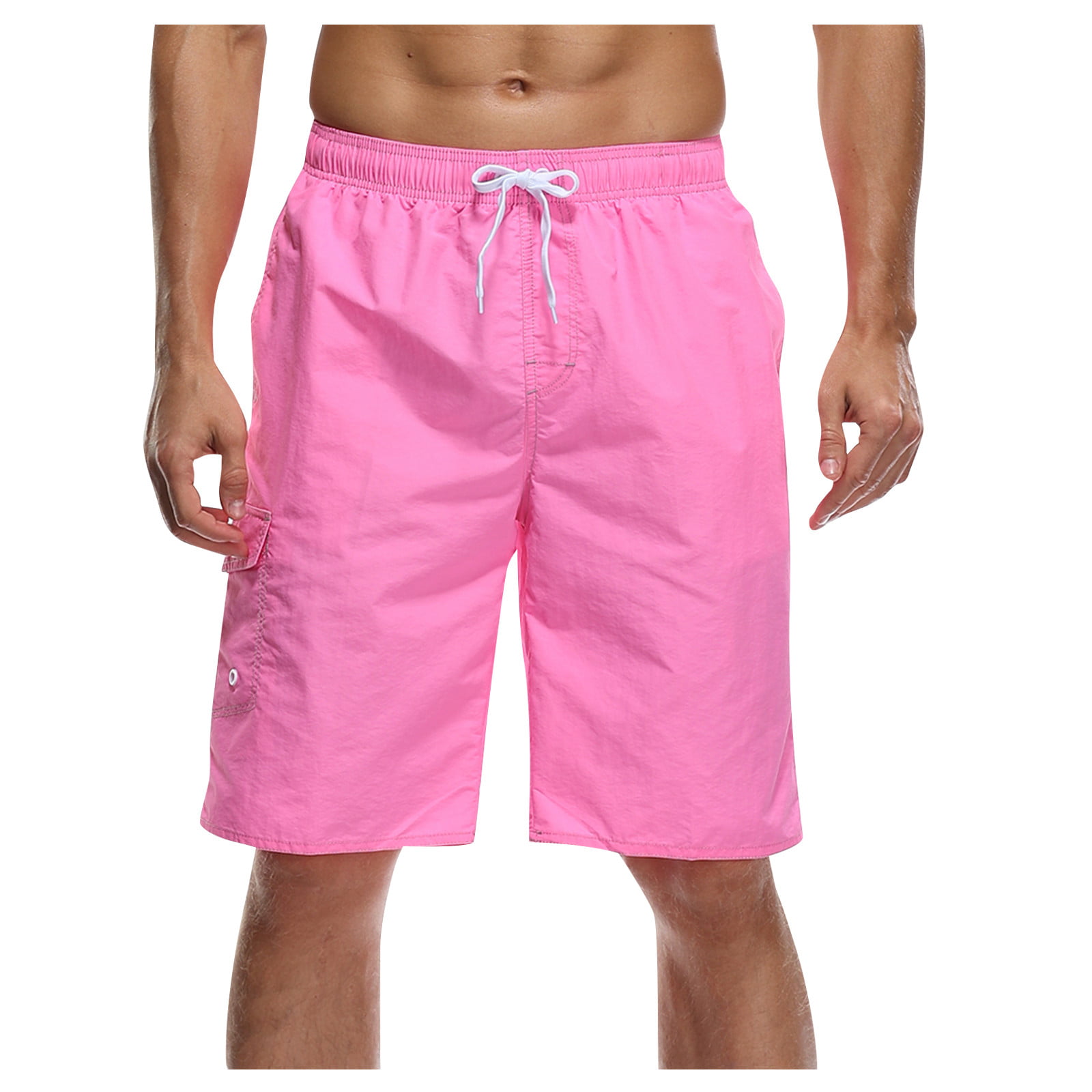 Mens Solid Shorts Patchwork Classic Trunks Casual Drawstring Elastic Pockets Shorts Surfing Running Pants Size M-3XL 