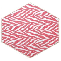 Furnish My Place Animal Print Rug - 4 ft. Hexagon, Zebra Light Pink, Nylon Rug for Patio, Garden, Hallway, Living Room