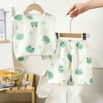 thumbnail image 2 of Odeerbi 1-6 Years Kids Boys Girls Summer Cotton Pajamas Tank Tops Shorts Set Soft Loungewear Cute Print Sleepwear Two-piece Pajama Sets Kids Boys Girls Clothes, 2 of 3