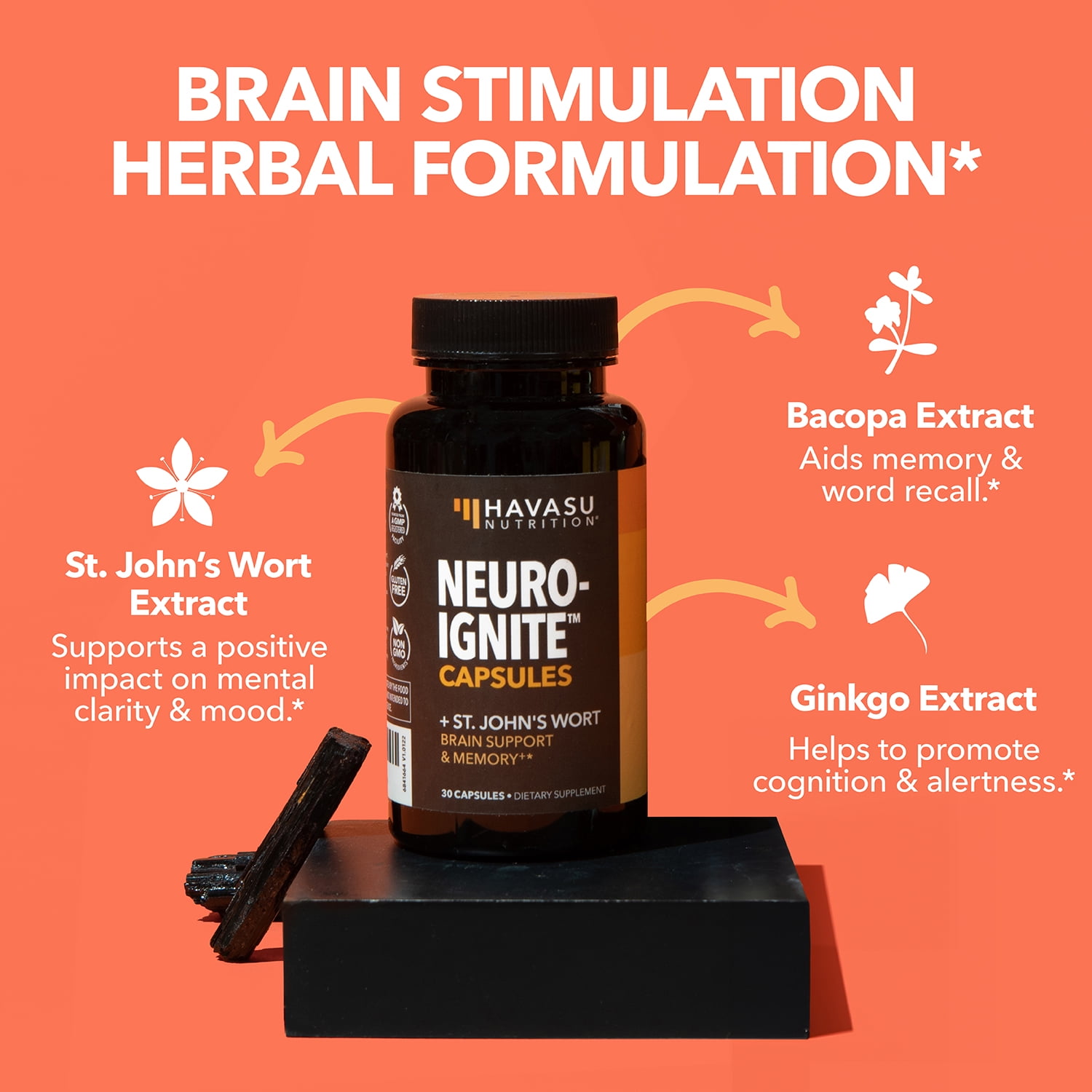 Havasu Neuro-Ignite Brain Supplements with Ginkgo Biloba, St