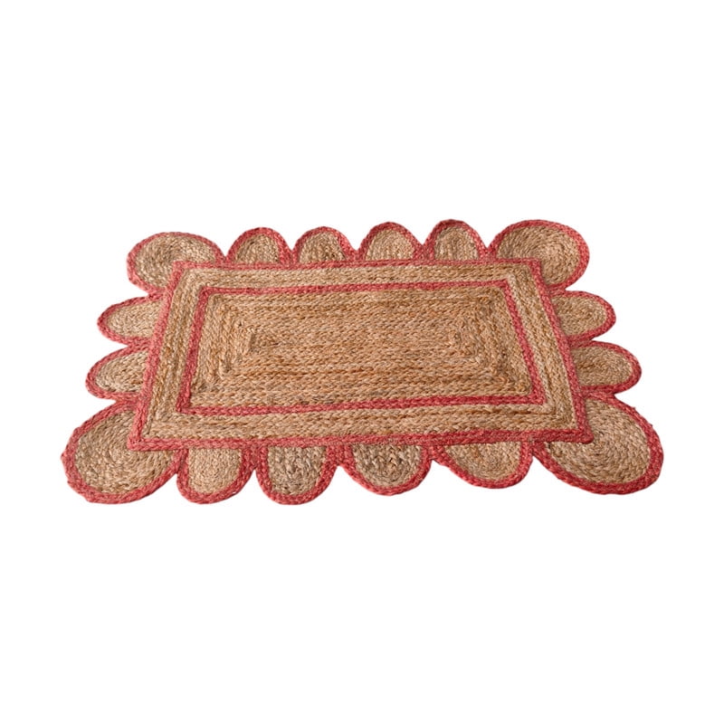 KLAVATE Scalloped Natural Mini Jute Rug
