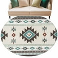 thumbnail image 2 of 5ft Round Rug, Southwest Ethnic Non-Skid Rubber Backing Large Area Rugs - Living Room Bedroom Home Office, Boho Aztec Tribal Abstract Aesthetic Indoor Floor Mat Carpets Washable Rug, 2 of 9