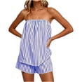 thumbnail image 4 of NominalSnug Lounge Sets for Women Matching Lounge Sets Striped Tube Tops Shorts Sets Summer Vacation Outfits, 4 of 6