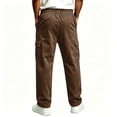 thumbnail image 7 of Yungyresw Men's Baggy Cargo Pants Casual Wide Leg Drawstring Corduroy Joggers Pants Multi Pockets Streetwear Fall Winter Clothing Brown L, 7 of 7