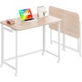 thumbnail image 3 of Petit Bureau d'Ordinateur Mobile Roulant, Chariot Pliant pour Portable avec Roues, Table de Bureau Portable pour Petit Espace, Canapé-Lit - Rustique et, 3 of 6