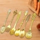 thumbnail image 4 of Naiovety 2020 6 uds bronce tallado ecológico pequeño té café cucharas comida tenedor cuchara para mezclar Mostrada oro Naiovety JJ6505-01, 4 of 6