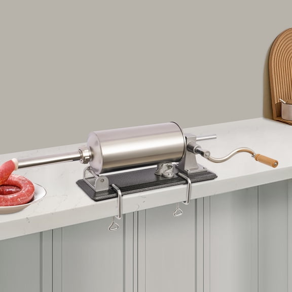 DENEST 4L Electric Meat Sausage Stuffer Maker, Horizontal Commercial Home Filler, Sausage Stuffer Kit, Hand Crank, Stainless Steel
