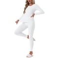 thumbnail image 4 of INSPIRE CHIC Womens Thermal Underwear Sets Long Sleeve Shirt with Leggings Cold Winter Base Layer Pajamas Set L White, 4 of 6