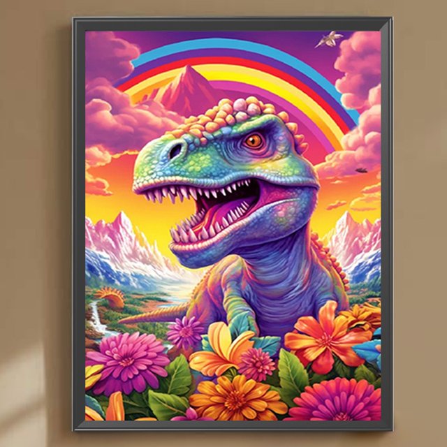 Pintura de diamante 5D DIY taladro redondo completo dragón arcoíris decoración del hogar (B7098) JShteea El nuevo