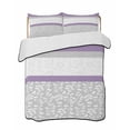 thumbnail image 2 of Quilts Twin Size, Purple Grey Soft Comforter Bedding Set for Bed, Chic Garden Floral Stripe Aesthetic Flower Lightweight Quilted Bedspread with Pillow Cover(2 Pieces) for All Season, 68x86 Inch, 2 of 6