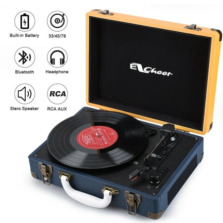 Ezcheer Vinyl Record Player Bluetooth Turntable with Stereo (Best Speakers For Vinyl Record Player)