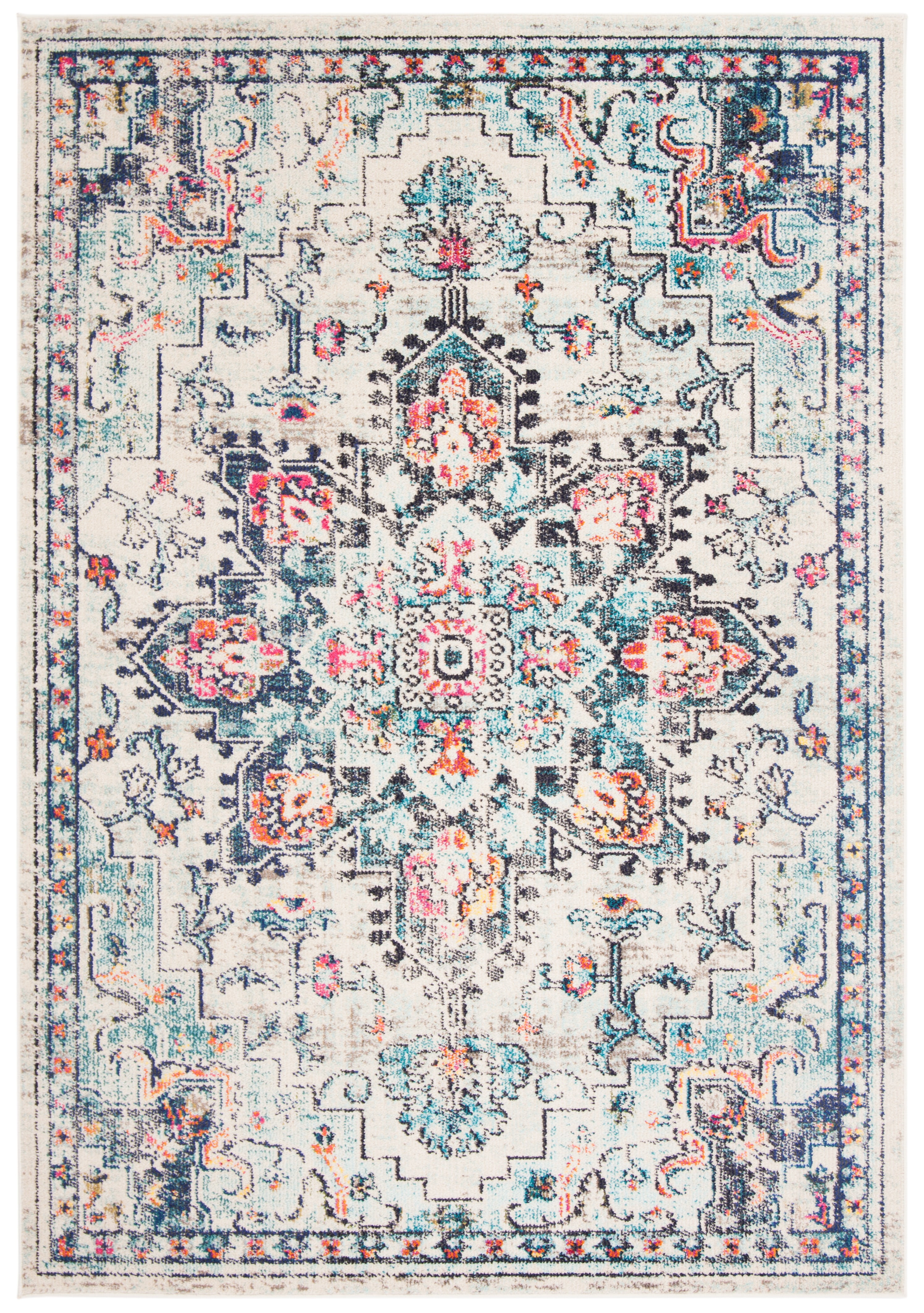 SAFAVIEH Madison Dalia Oriental Area Rug, Cream/Blue, 5'3" x 7'6"