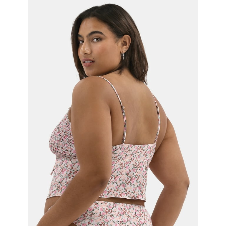 No Boundaries Flutter Away Smocked Crop Top, Women's No Boundaries Flutter Away Smocked Crop Top, Women's