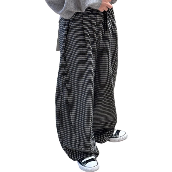 FYDUU Boys Athletic Pants Elastic Waist Striped Sweatpants Autumn Trousers Casual Loose Fit Wide Leg Sweatpants for Everyday School Wear Stylish Pants 9-10 Years