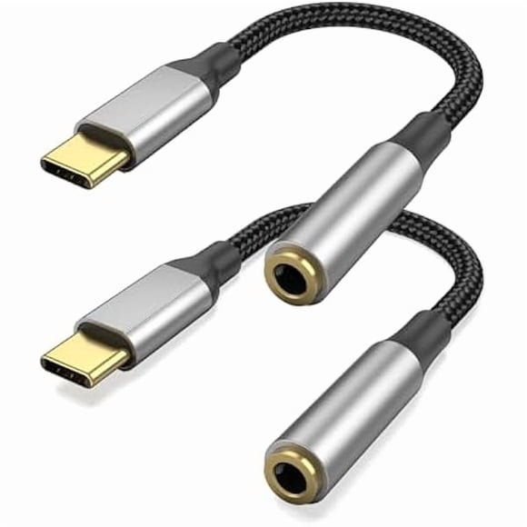ccwmincc USB C to 3.5mm Headphone Jack Adapter with DAC Chip, 2 Pack HiFi USB-C to Audio Dongle Compatible with iPhone 16 15 Pro Max, Galaxy S25 S24 S23 S22, iPad Pro, MacBook, USBC to Aux Adapter