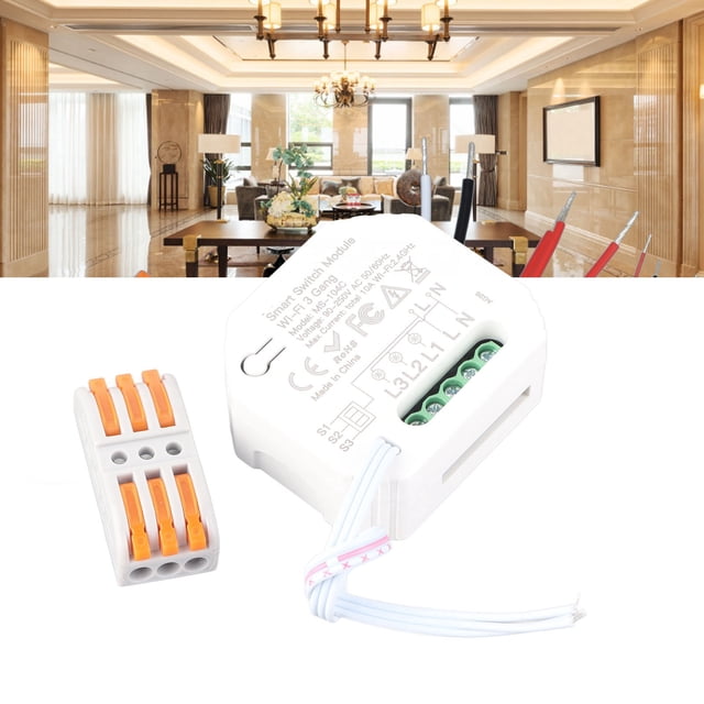 Módulo De Interruptor De Luz Inteligente Para El Hogar, WiFi, Control De Interruptor De Luz Para El Hogar, Soporte Inalámbrico De 3 Entradas, Altavoz Inteligente Para Tuya