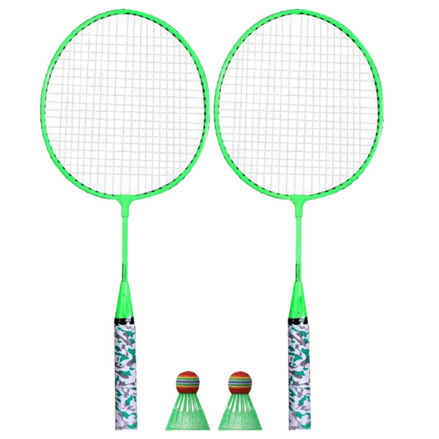 4X Badminton Rackets for Children,Shuttlecocks Racquet Sports Set with 4 Balls for Players Indoor Outdoor Green
