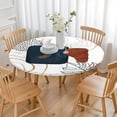 thumbnail image 3 of Tropical Print Round Table Cover 44Inch, Elastic Tablecloth for 38"-42" Tables, Stretch Fit Boho Floral Style, 3 of 7