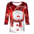 thumbnail image 4 of miqiqism Women's Christmas Shirts Juniors Dressy Casual Round Neck Three Quarter Sleeve Blouses Teen Girls Fashion Cute Printed T-Shirt Tops,Red,Medium, 4 of 5