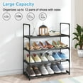 thumbnail image 4 of Fiuion Shoe Rack Multi-tier Metal Shoe Racks 12 Pairs Shoe Organizer Storage Freestanding Stainless Steel Shoe Shelf for Closet, Hallway, Entryway, Black, 4-Tier, 23.6in, 4 of 9