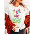 thumbnail image 1 of Aloha Birthday Print Crew Neck T-shirt, Short Sleeve Casual Top For Summer & Spring, Women's Clothing, 1 of 6