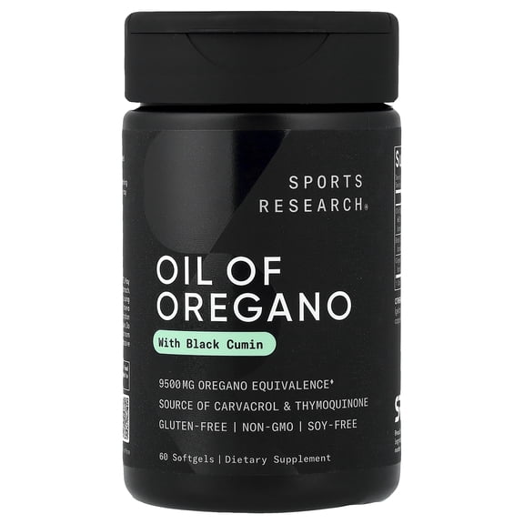 Sports Research Oil Of Oregano With Black Cumin, 60 Softgels
