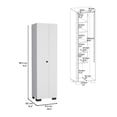 thumbnail image 7 of Depot E-Shop Attica 2-Door Broom Cabinet with Inner Shelves and Side Hangers, White, 7 of 7
