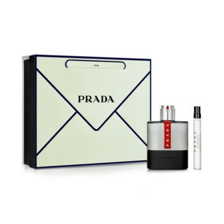 Prada Luna Rossa Carbon 2 PC Set for Men: 3.3 oz Eau de Toilette Spray + 0.34 oz Eau de Toilette Spray