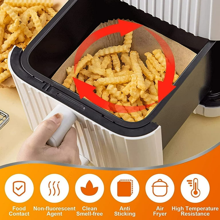 ComfiTime Air Fryer Liners – 7.9” Round/Square Disposable Parchment Paper  Sheets, Unbleached, Non-Stick, Water/Oil/Greaseproof, Oven Baking Paper