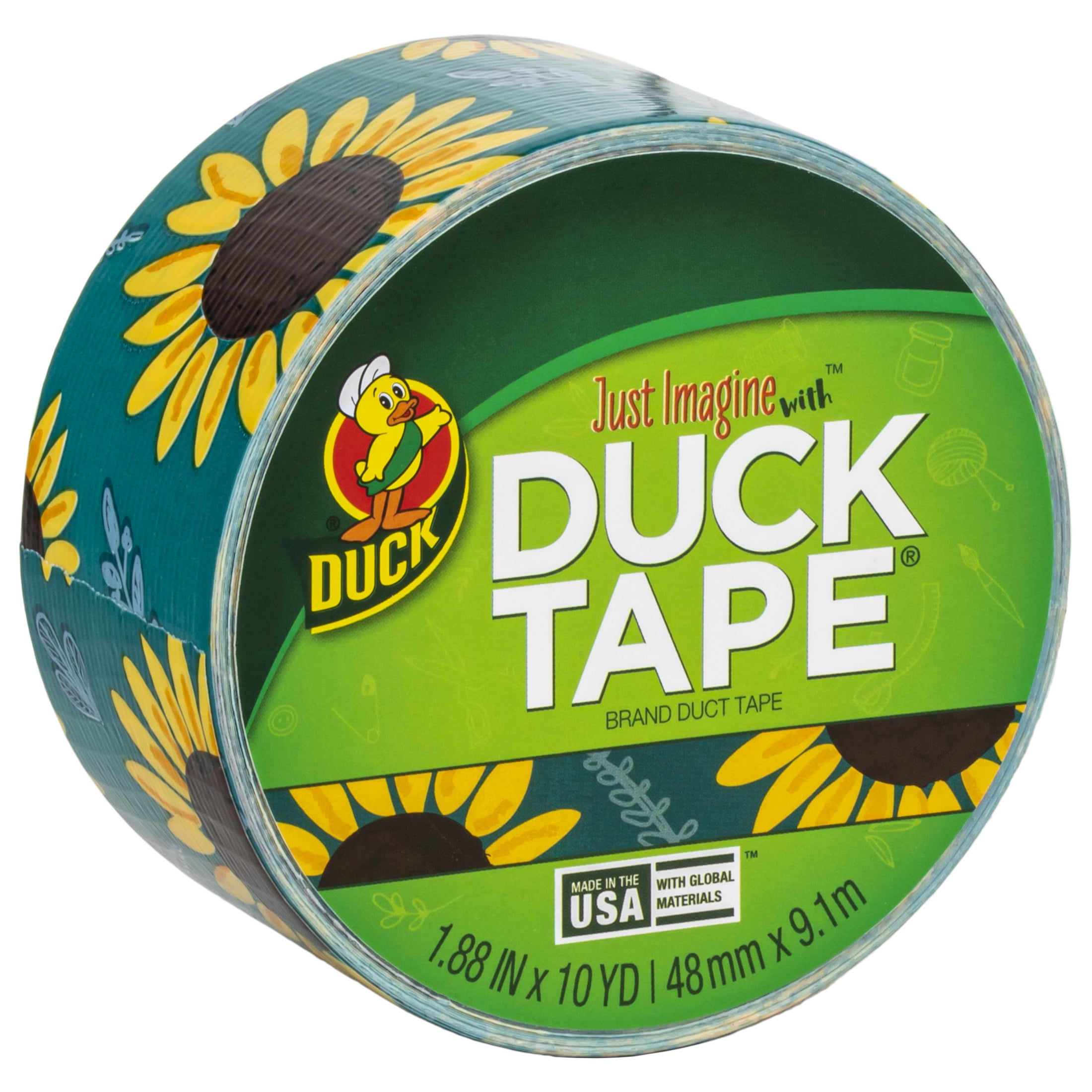 (3 pack) Duck Brand Printed Duct Tape Roll - Sunflowers 1.88 in. x 10 yd.