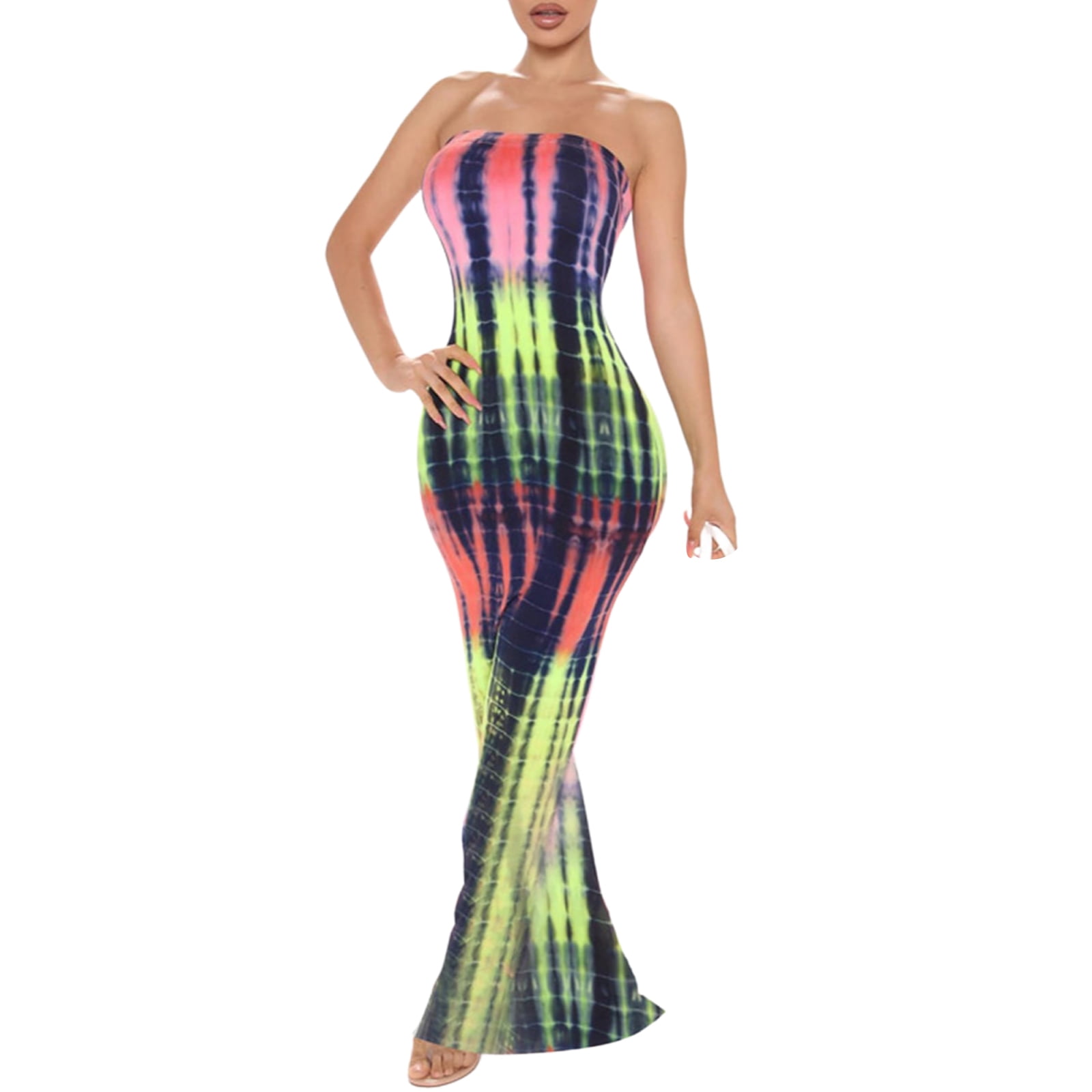 tie dye tube top dress