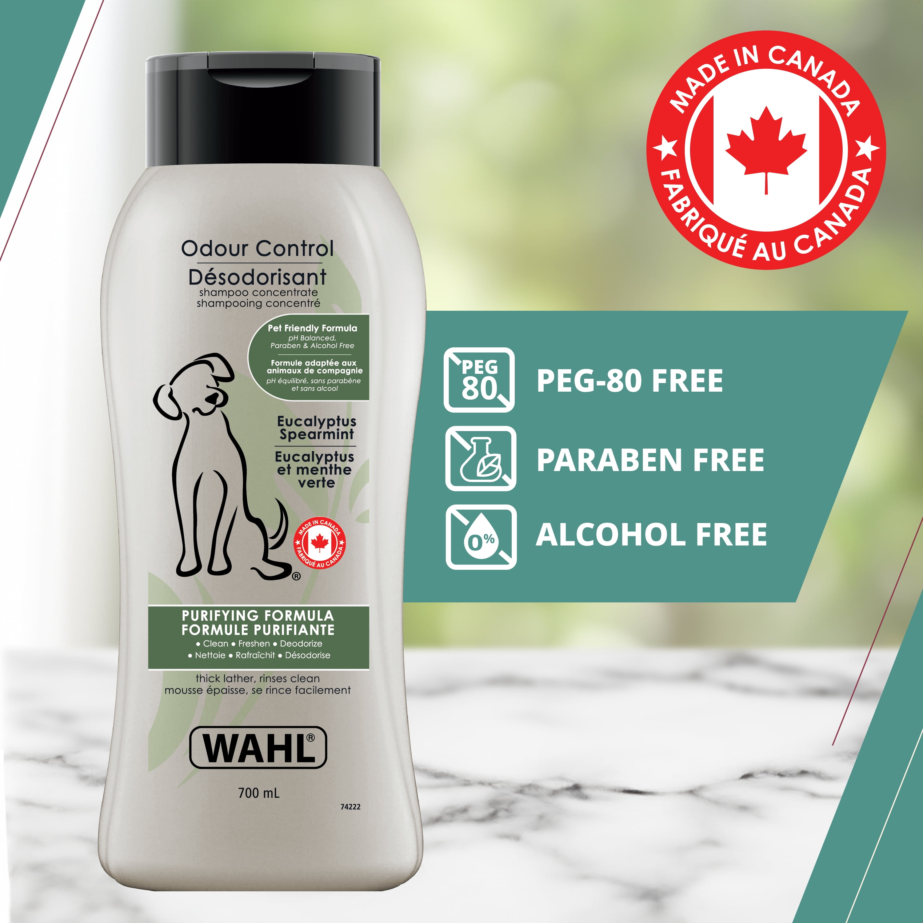Shampooing désodorisant pour chiens Wahl - 700ml Rafraîchit et désodorise