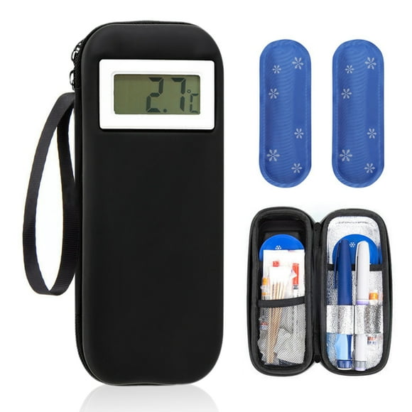 Insulin Cooler Travel Case with Thermometer Display Medication Diabetic Cooler for Travel Portable Refrigerated Medicine Organizer Bag with Scientific Storage