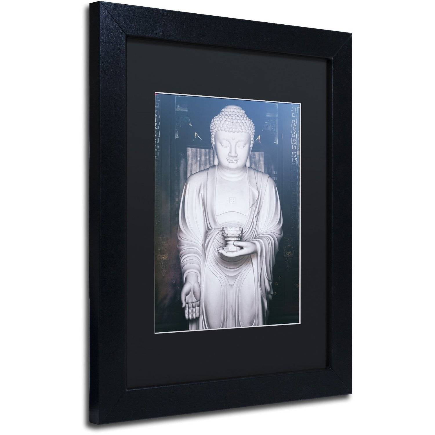 Trademark Fine Art "White Buddha" Canvas Art by Philippe Hugonnard, Black Matte, Black Frame