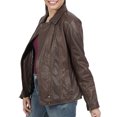 thumbnail image 5 of Boston Harbour Kiara Biker Womens Leather Jacket - Zipper Brown Ladies Leather Jacket, 5 of 6