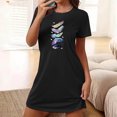thumbnail image 3 of HomeGardon Women's Sleepwear Nightgowns for Women,Fashion Print Medium Length Dress Oversized Short Nightgown Fashion Chest Print Short Sleeve Nightdress,S-XXL, 3 of 5