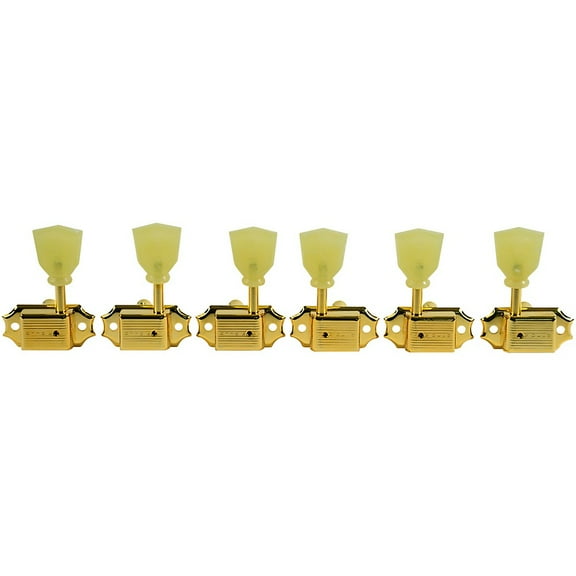 Kluson Kluson Tuners (Deluxe Series) w/ Keystone "Tulip" Buttons (L3 R3) Single-Line - Fits Gibson® (Gold)